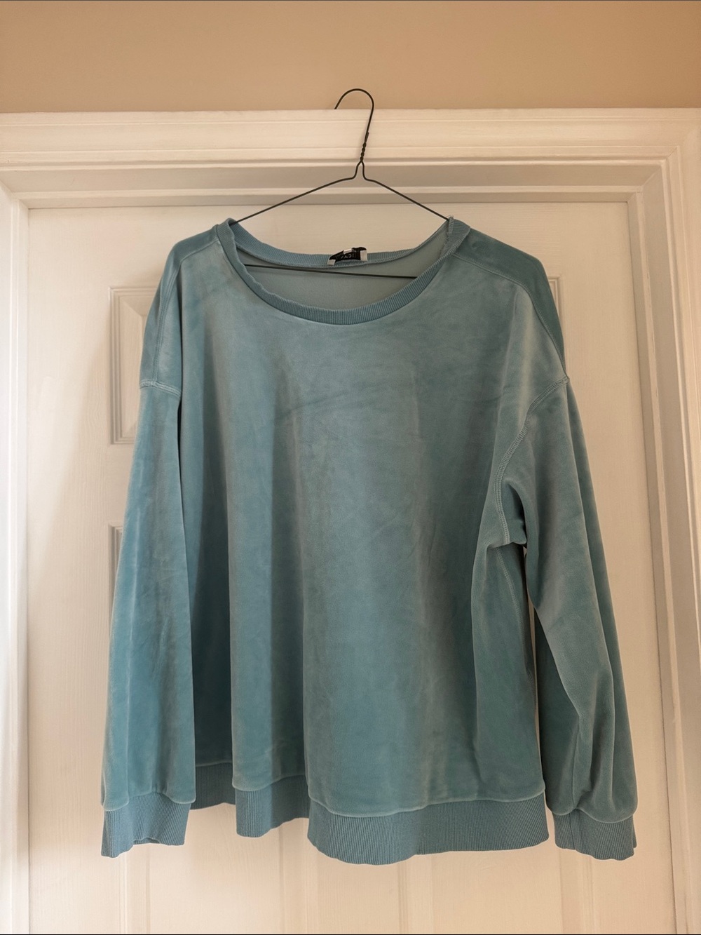 Women's Teal Velour Pullover Sweatshirt